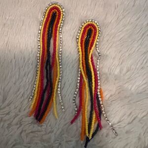 Multicolor Beaded Fringe Earrings